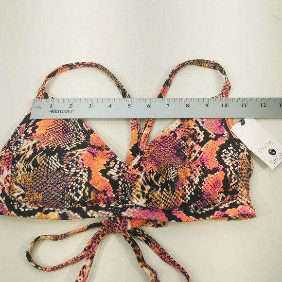 Shade And Shore Women's Size Small 4-6 Strappy Bikini Swim Top Pink Snake Print - Picture 8 of 13